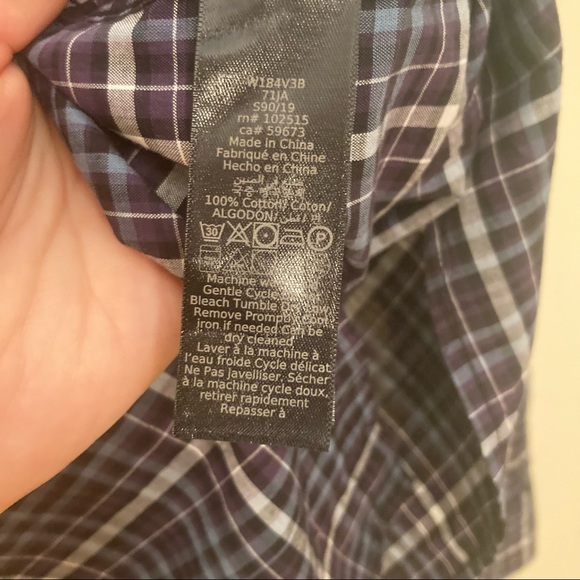 NWOT John Varvatos grid plaid checkered button down shirt - Picture 3 of 6